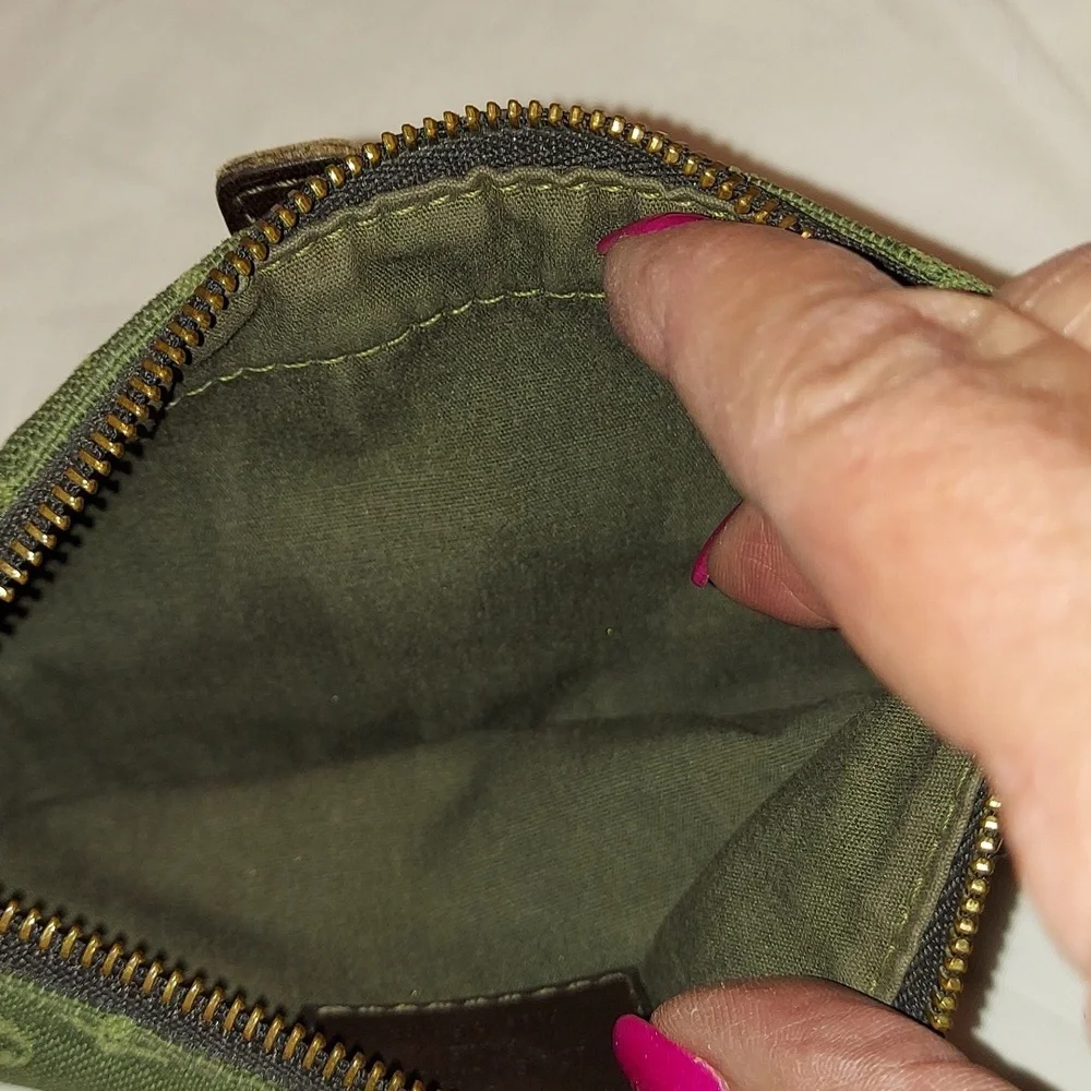 Authentic Rare Louis Vuitton Green Denim Zippered Coin Cosmetic Pouch!